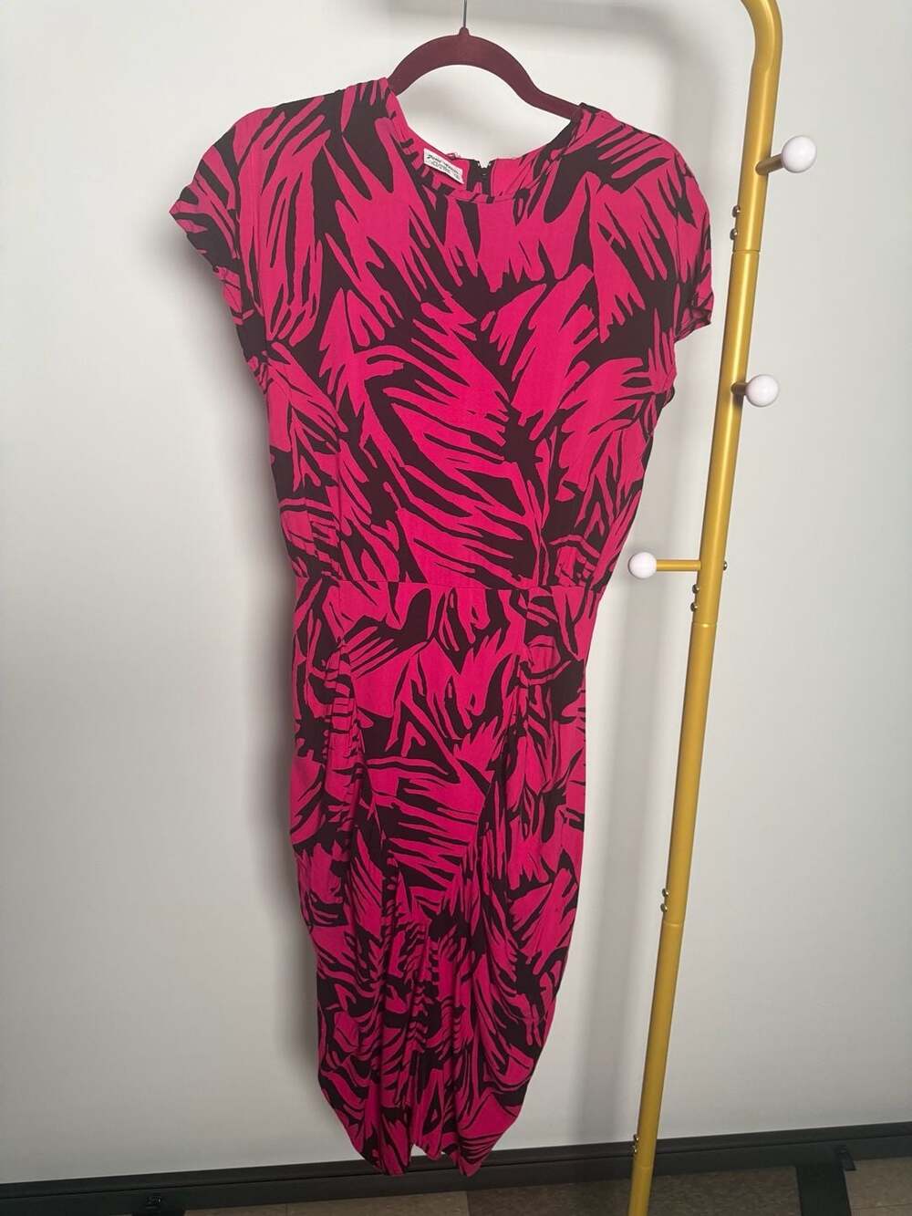 Joni Blair Vintage Pink and Black Abstract Print Dress Size 9